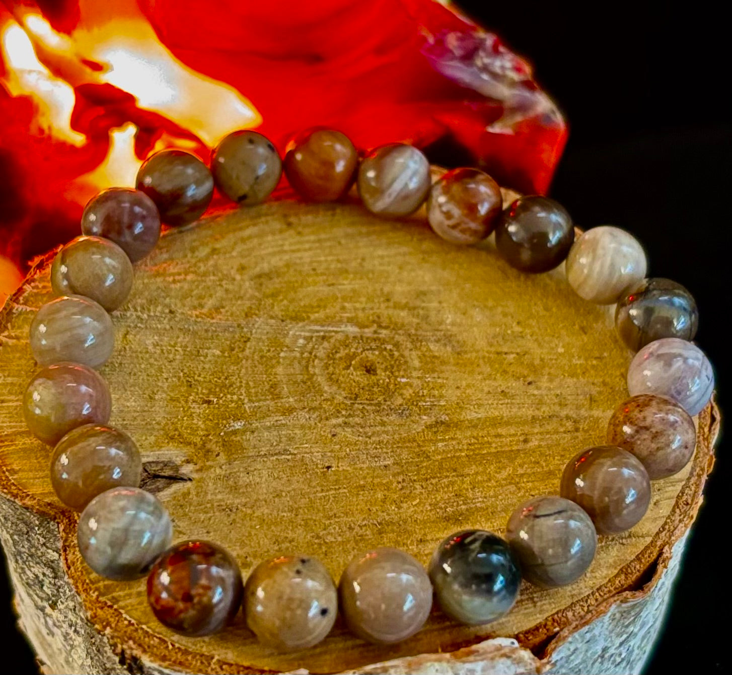 Petrified Wood Bracelet – 8mm Beads, Medium Wrists | | Wiccan Center