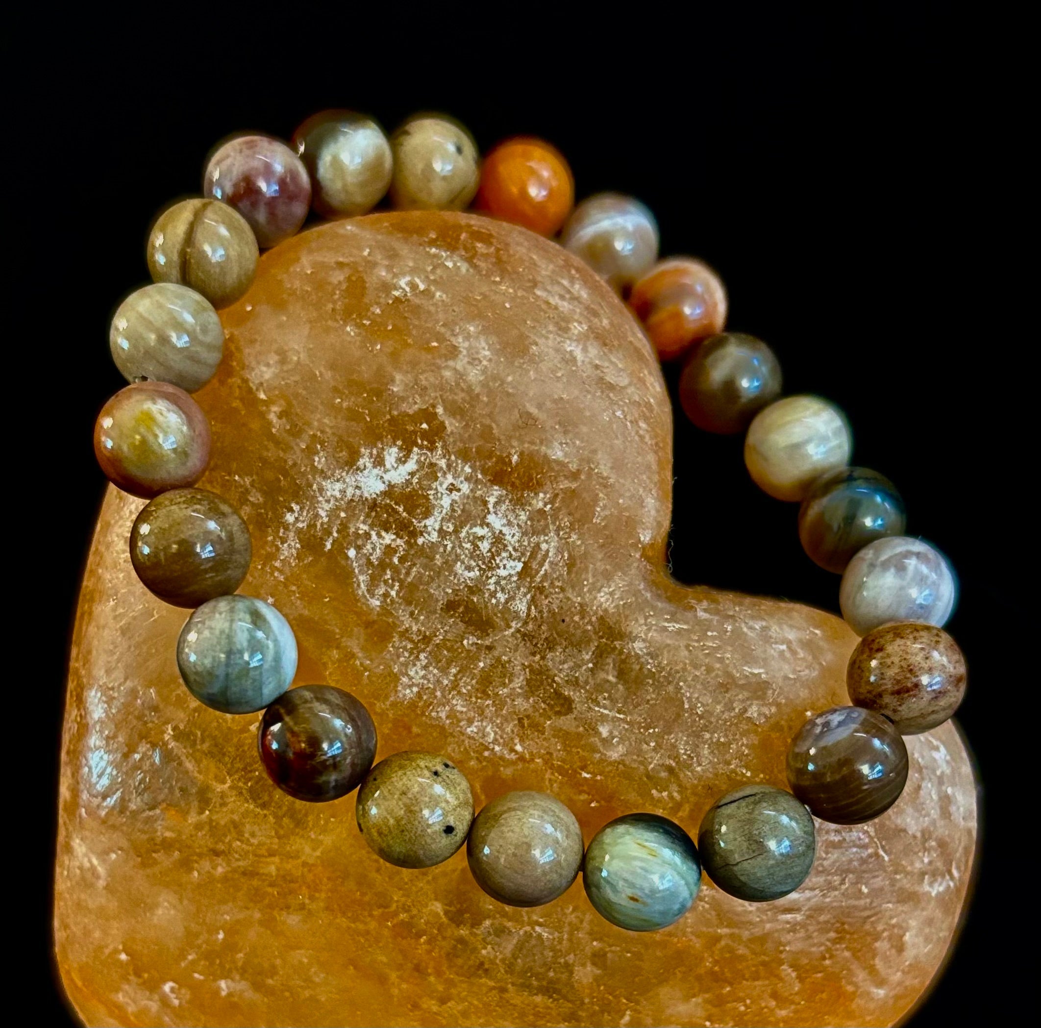 Petrified Wood Bracelet – 8mm Beads, Medium Wrists | | Wiccan Center