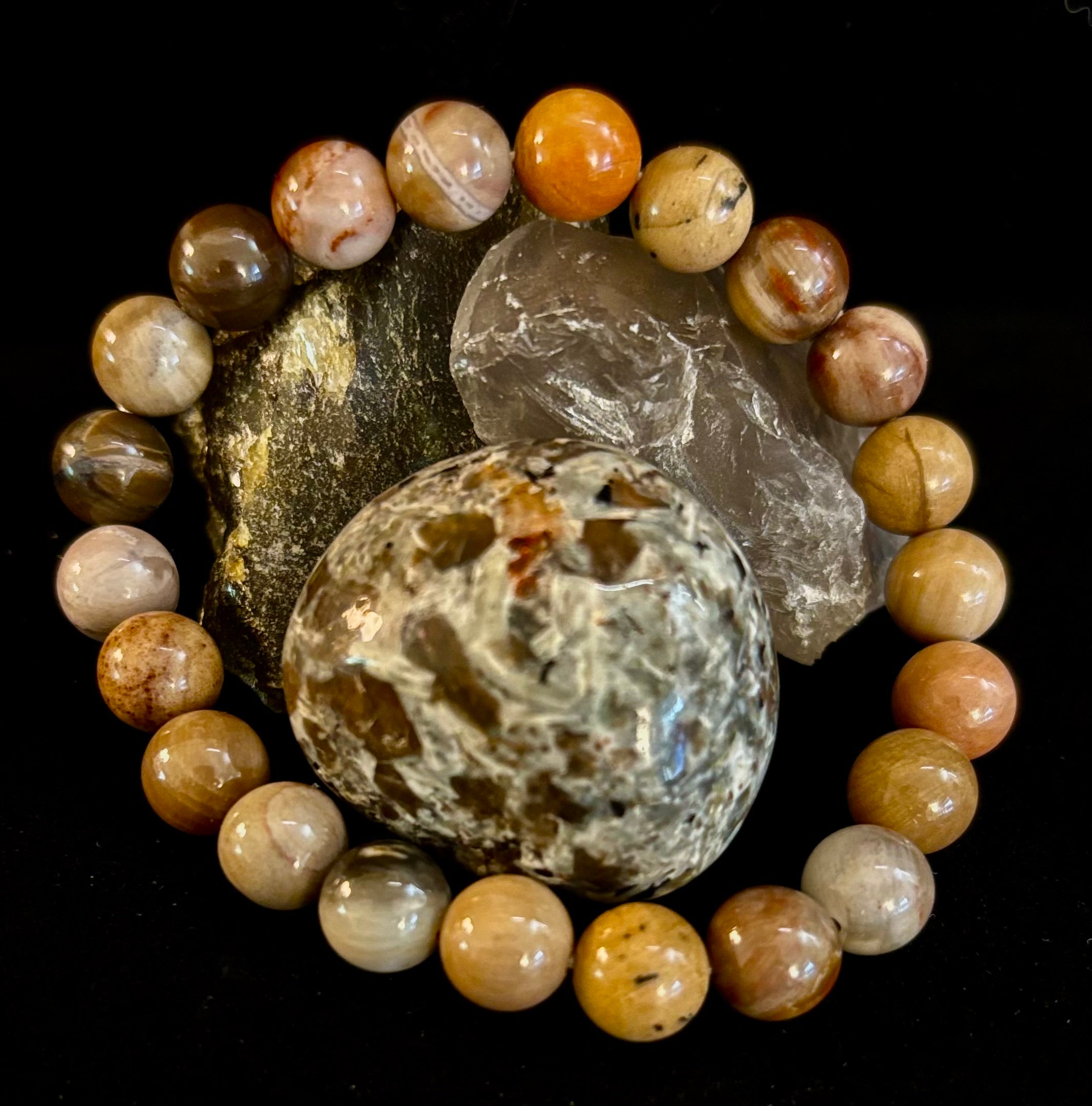 Petrified Wood Bracelet – 8mm Beads, Medium Wrists | | Wiccan Center