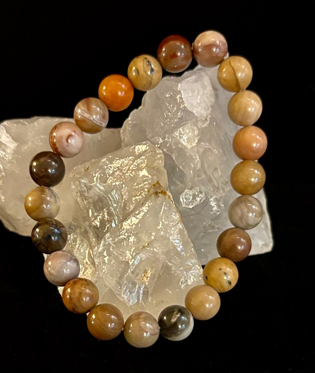 Petrified Wood Bracelet – 8mm Beads, Medium Wrists | | Wiccan Center