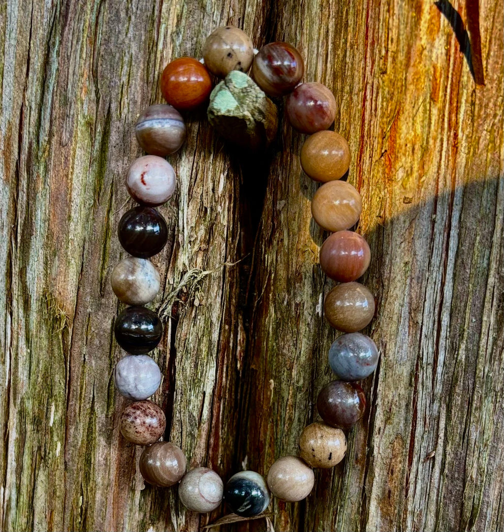 Petrified Wood Bracelet – 8mm Beads, Medium Wrists | | Wiccan Center