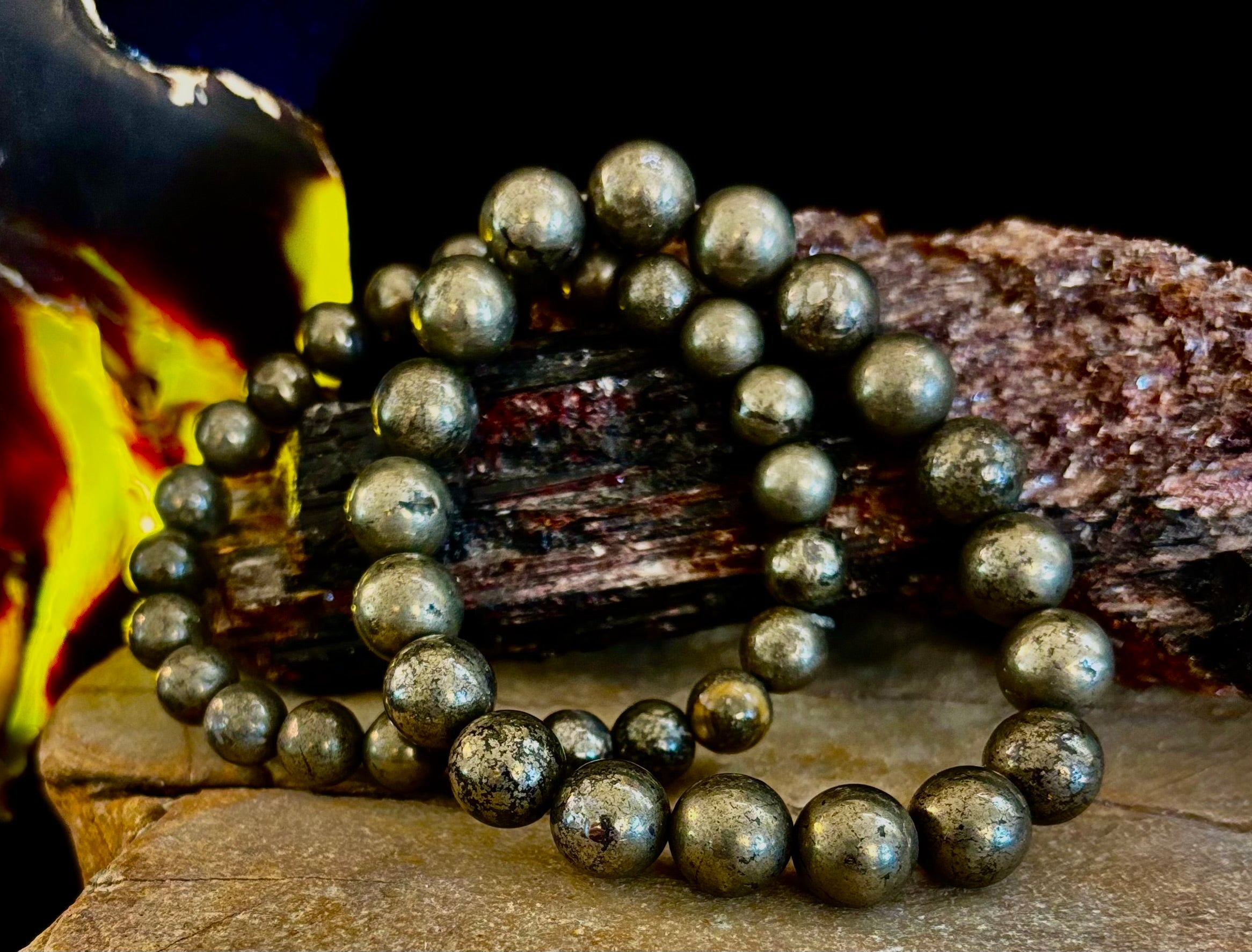 Pyrite Beaded Bracelet - Unlock Abundance & Inner Strength | | Wiccan Center
