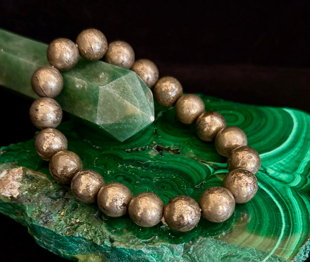 Pyrite Beaded Bracelet - Unlock Abundance & Inner Strength | | Wiccan Center