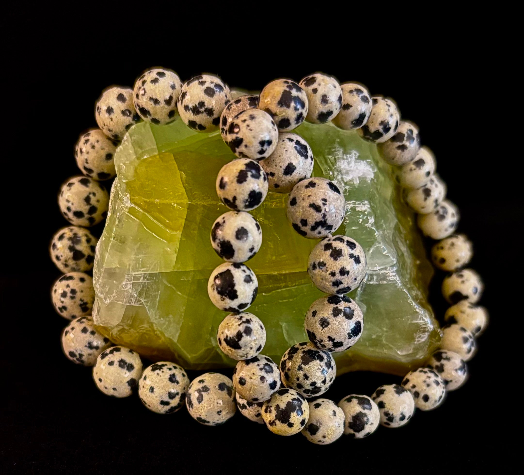 Dalmatian Jasper Protection & Playfulness Bracelet – 8mm or 10mm Natural Stone Beads | | Wiccan Center