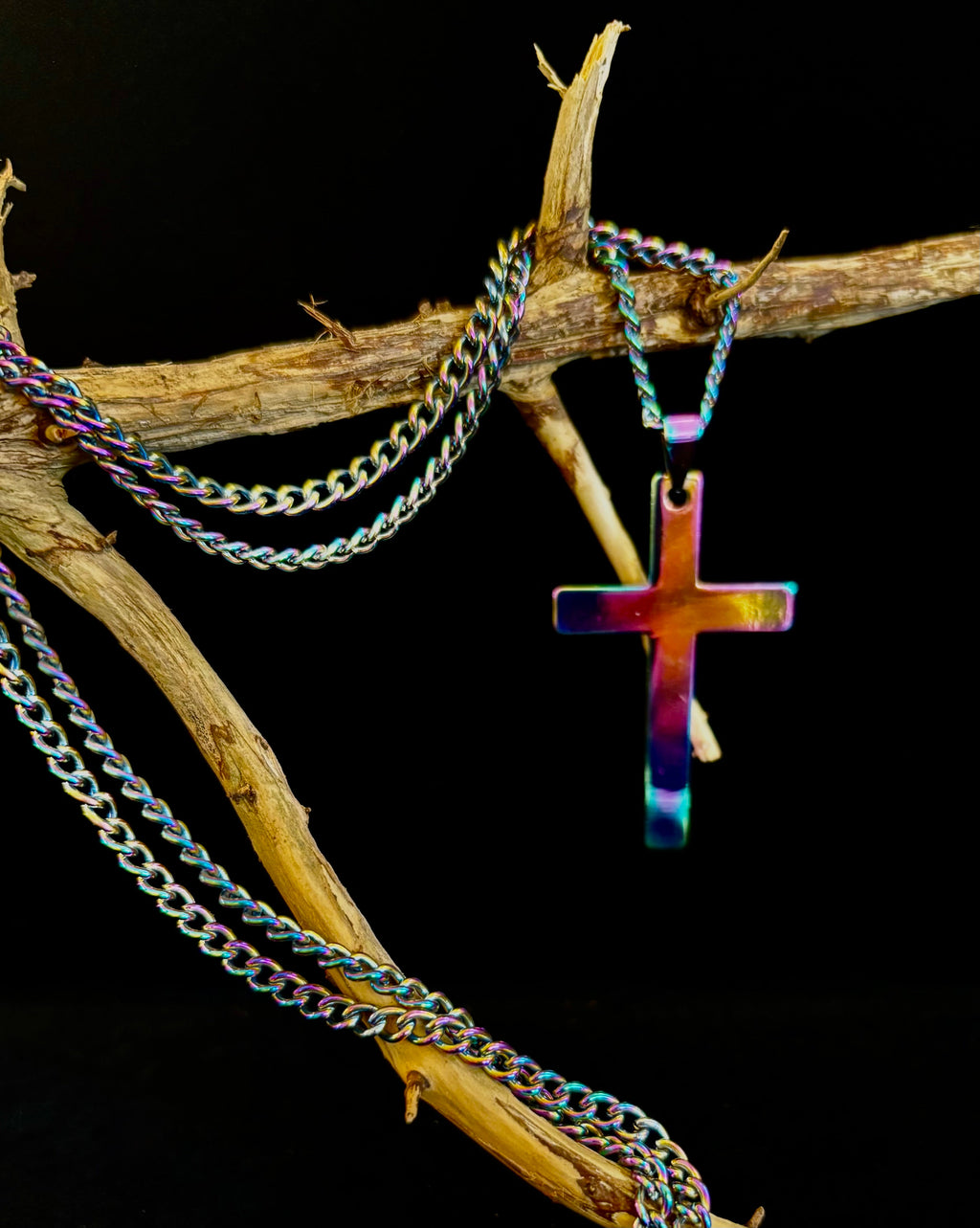 🌈 Rainbow Cross Necklace – Pride Inspired Pendant with 22" Chain | | Wiccan Center
