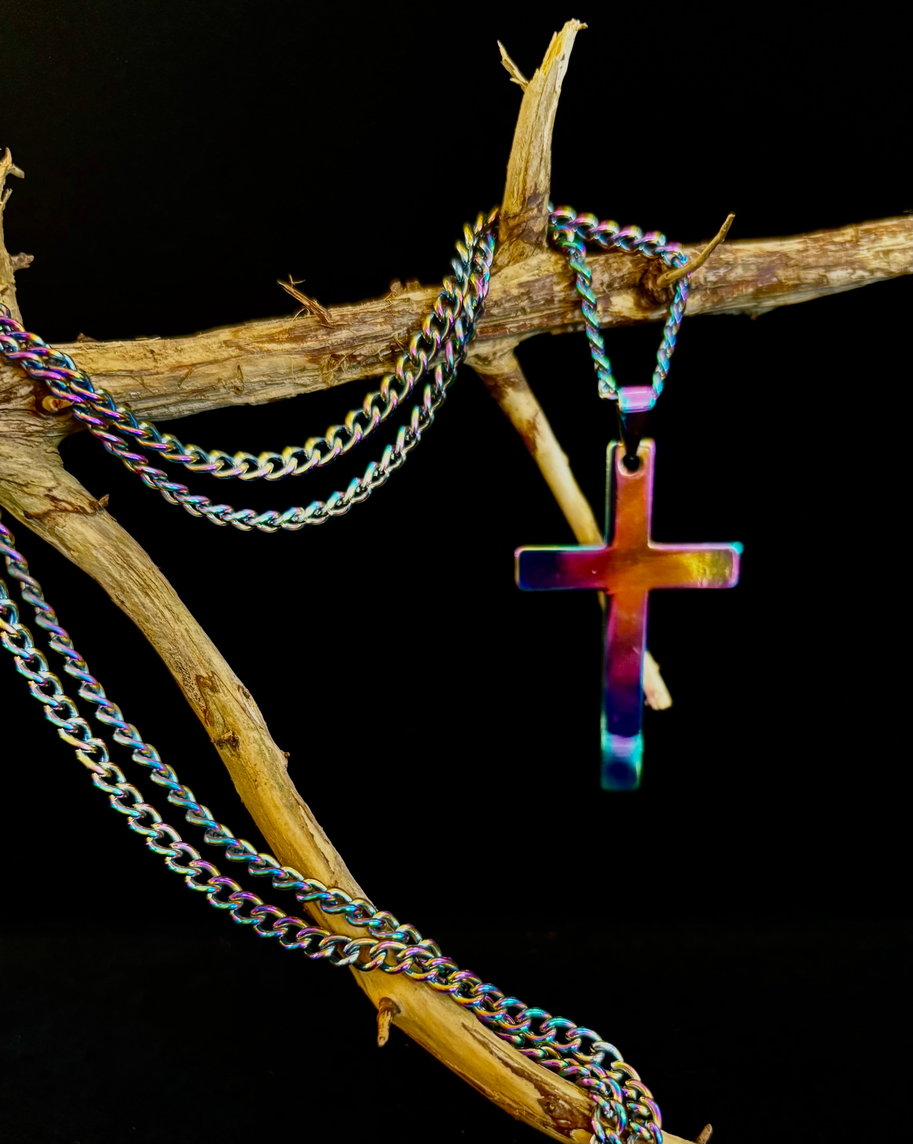 🌈 Rainbow Cross Necklace – Pride Inspired Pendant with 22" Chain | | Wiccan Center