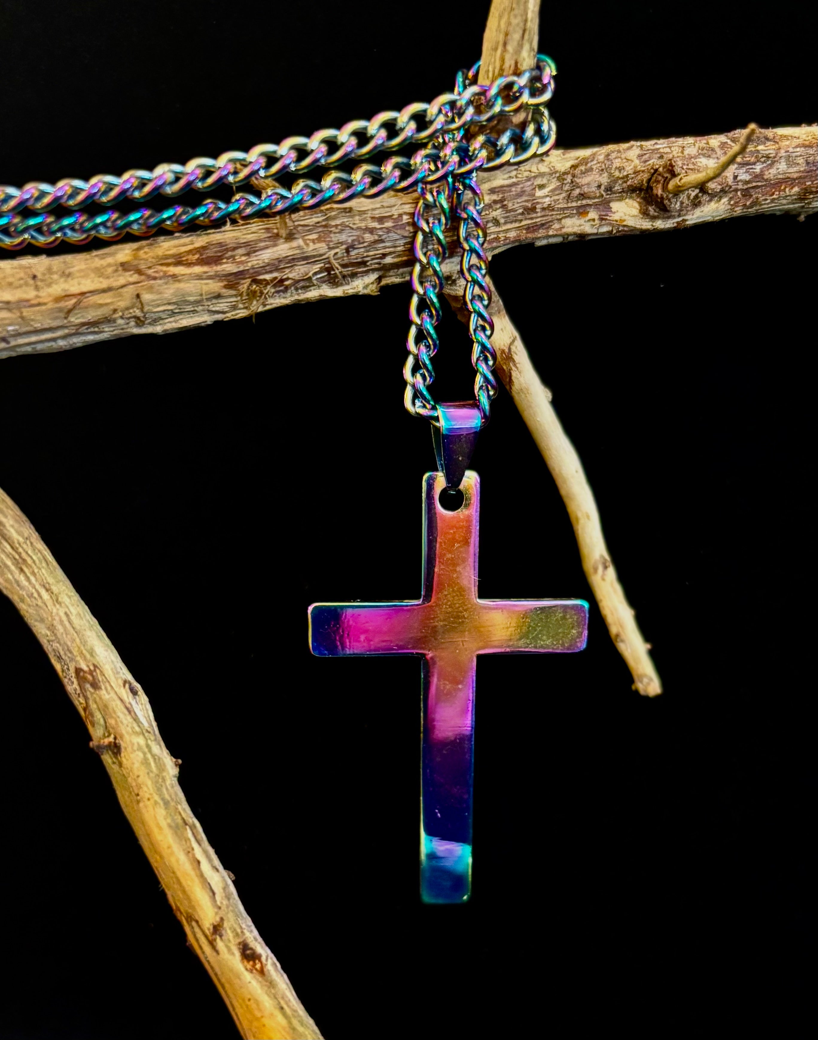 🌈 Rainbow Cross Necklace – Pride Inspired Pendant with 22" Chain | | Wiccan Center