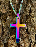 🌈 Rainbow Cross Necklace – Pride Inspired Pendant with 22" Chain | | Wiccan Center