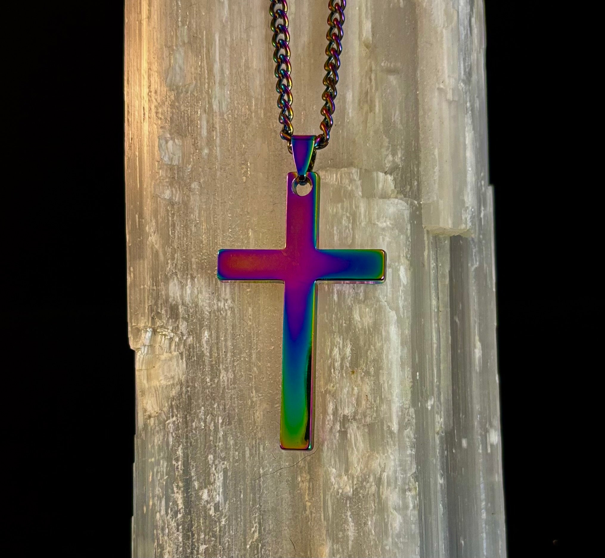 🌈 Rainbow Cross Necklace – Pride Inspired Pendant with 22" Chain | | Wiccan Center