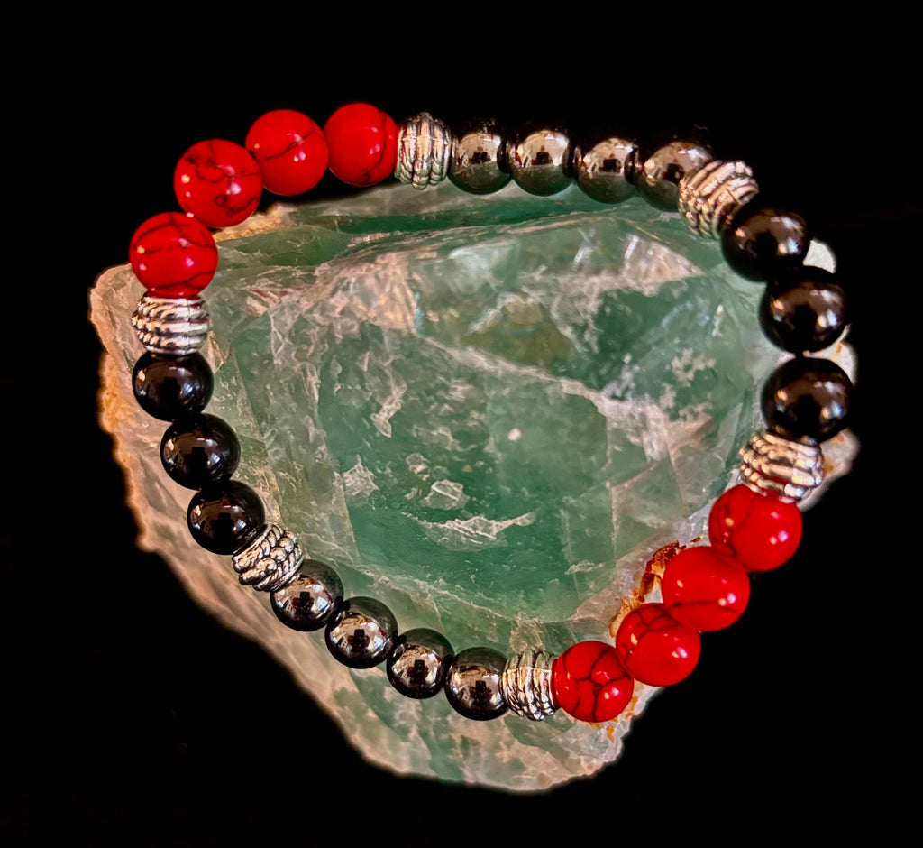 Natural Stone Beaded Bracelet – 8mm Retro Unisex Design for Large Wrists | | Wiccan Center