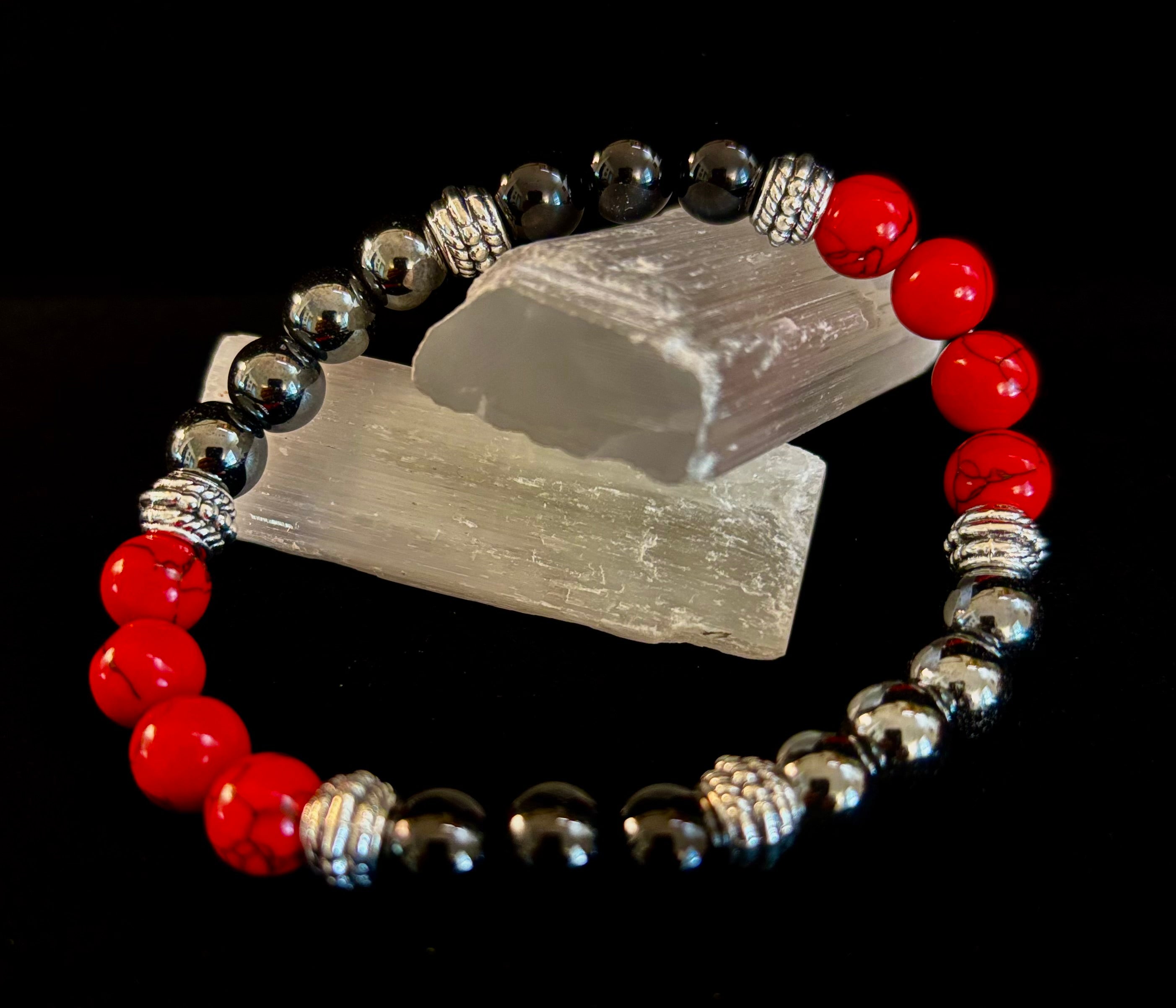 Natural Stone Beaded Bracelet – 8mm Retro Unisex Design for Large Wrists | | Wiccan Center