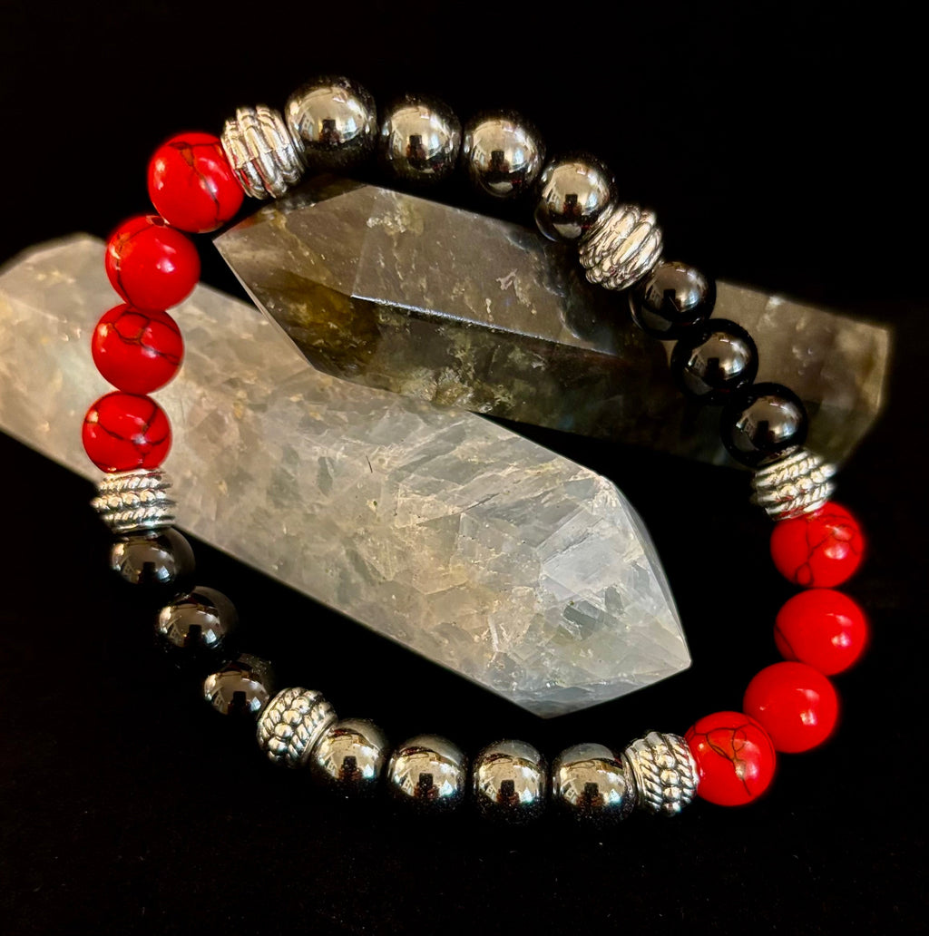 Natural Stone Beaded Bracelet – 8mm Retro Unisex Design for Large Wrists | | Wiccan Center