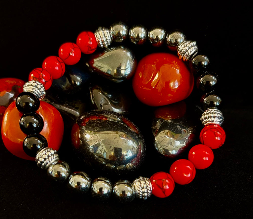 Natural Stone Beaded Bracelet – 8mm Retro Unisex Design for Large Wrists | | Wiccan Center