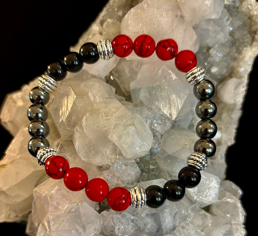 Natural Stone Beaded Bracelet – 8mm Retro Unisex Design for Large Wrists | | Wiccan Center