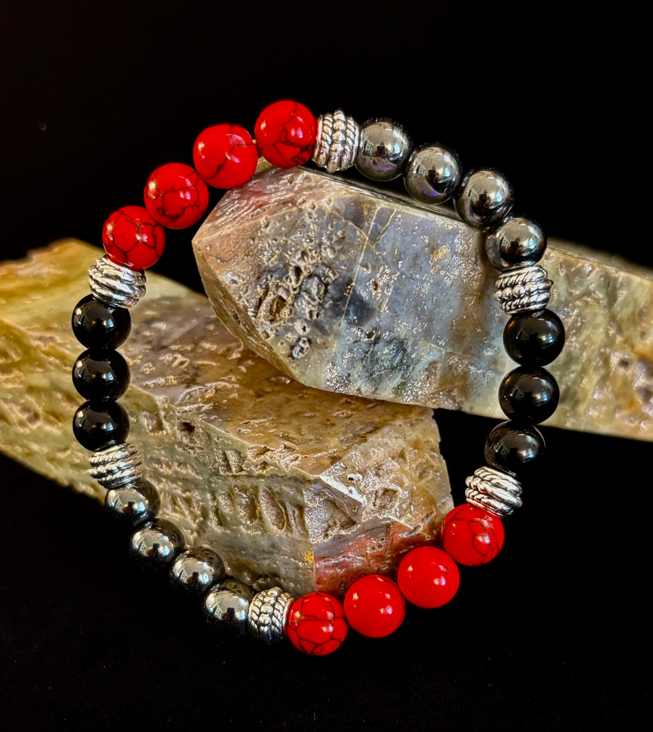 Natural Stone Beaded Bracelet – 8mm Retro Unisex Design for Large Wrists | | Wiccan Center