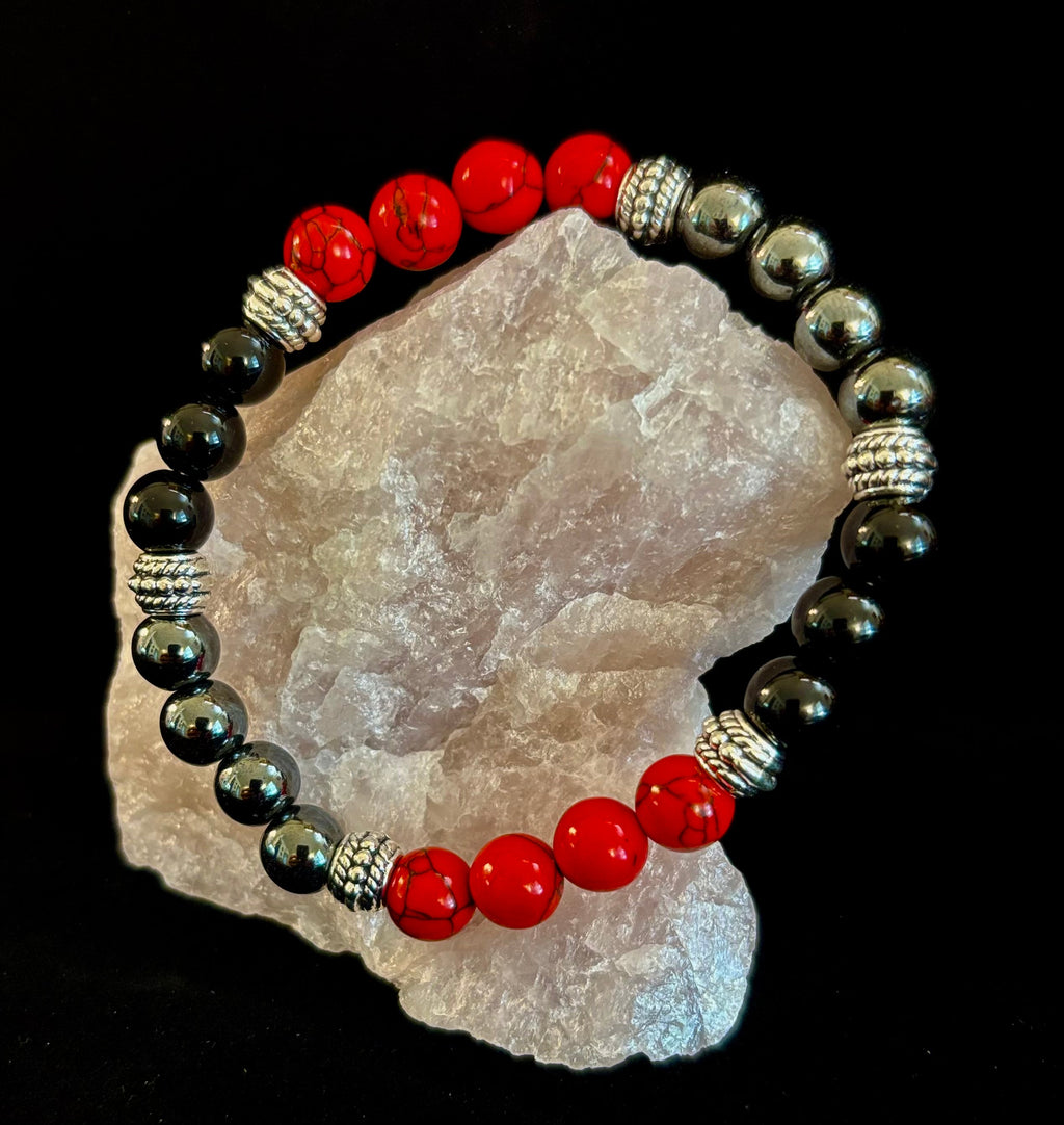 Natural Stone Beaded Bracelet – 8mm Retro Unisex Design for Large Wrists | | Wiccan Center