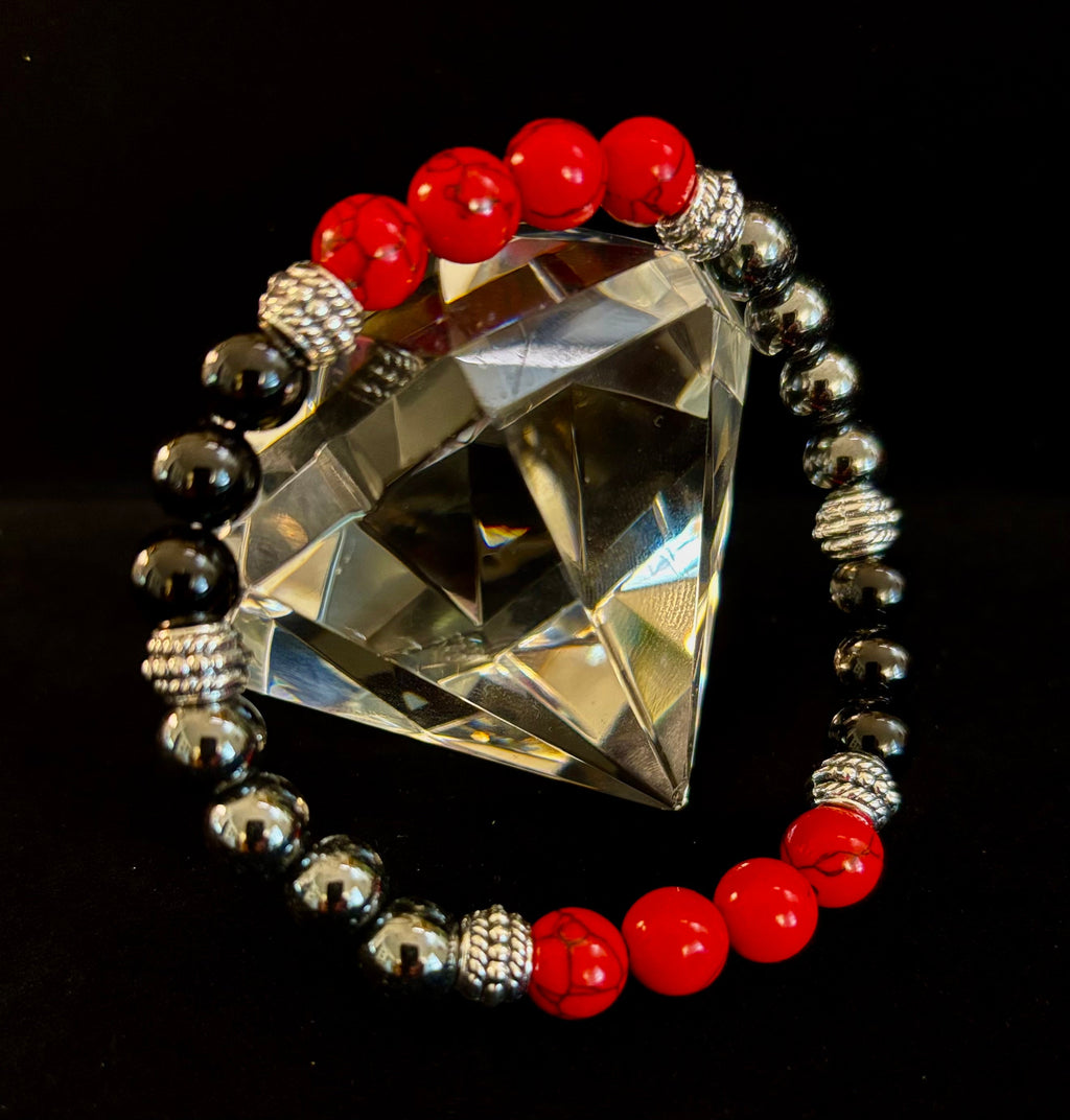 Natural Stone Beaded Bracelet – 8mm Retro Unisex Design for Large Wrists | | Wiccan Center