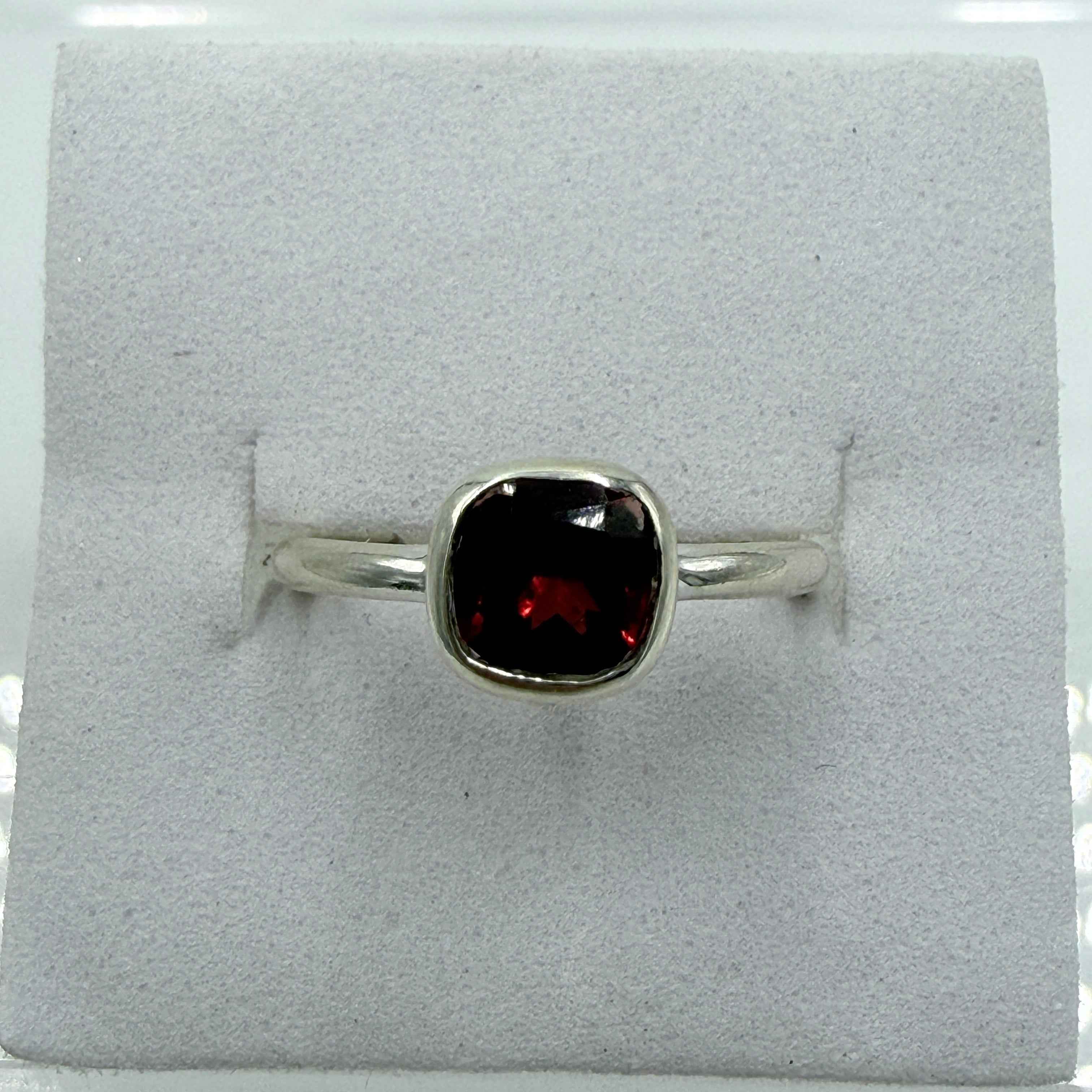 Sterling Silver Cushion-Cut Garnet Ring – Size 5 – Passion, Strength & Grounding | Rings | Wiccan Center