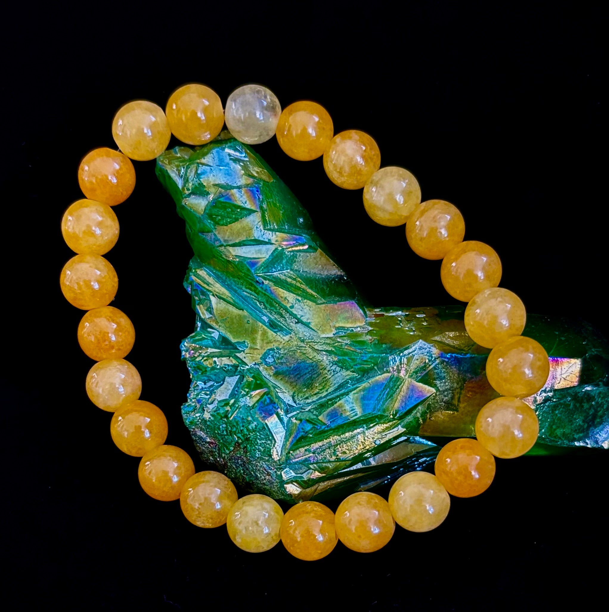 Orange Agate Beaded Bracelet – 8mm Natural Stones (Medium to Large Wrists) | | Wiccan Center