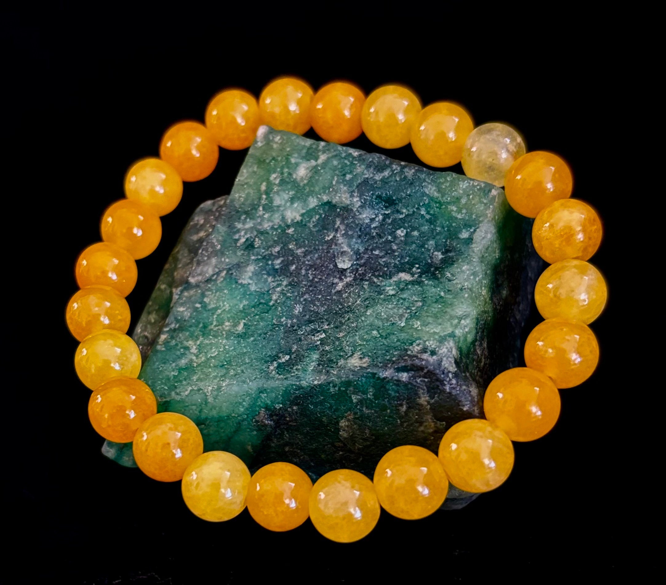 Orange Agate Beaded Bracelet – 8mm Natural Stones (Medium to Large Wrists) | | Wiccan Center