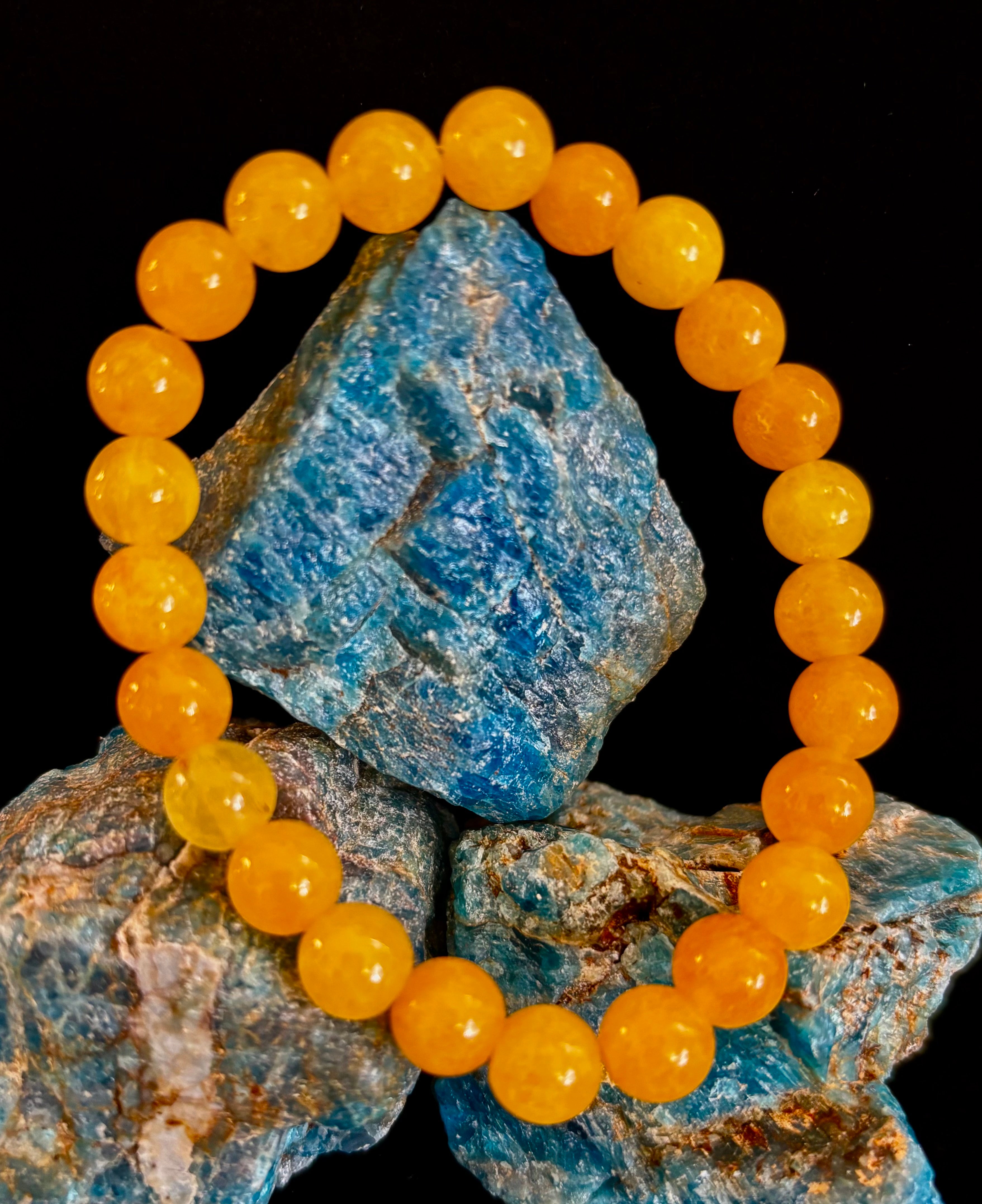 Orange Agate Beaded Bracelet – 8mm Natural Stones (Medium to Large Wrists) | | Wiccan Center