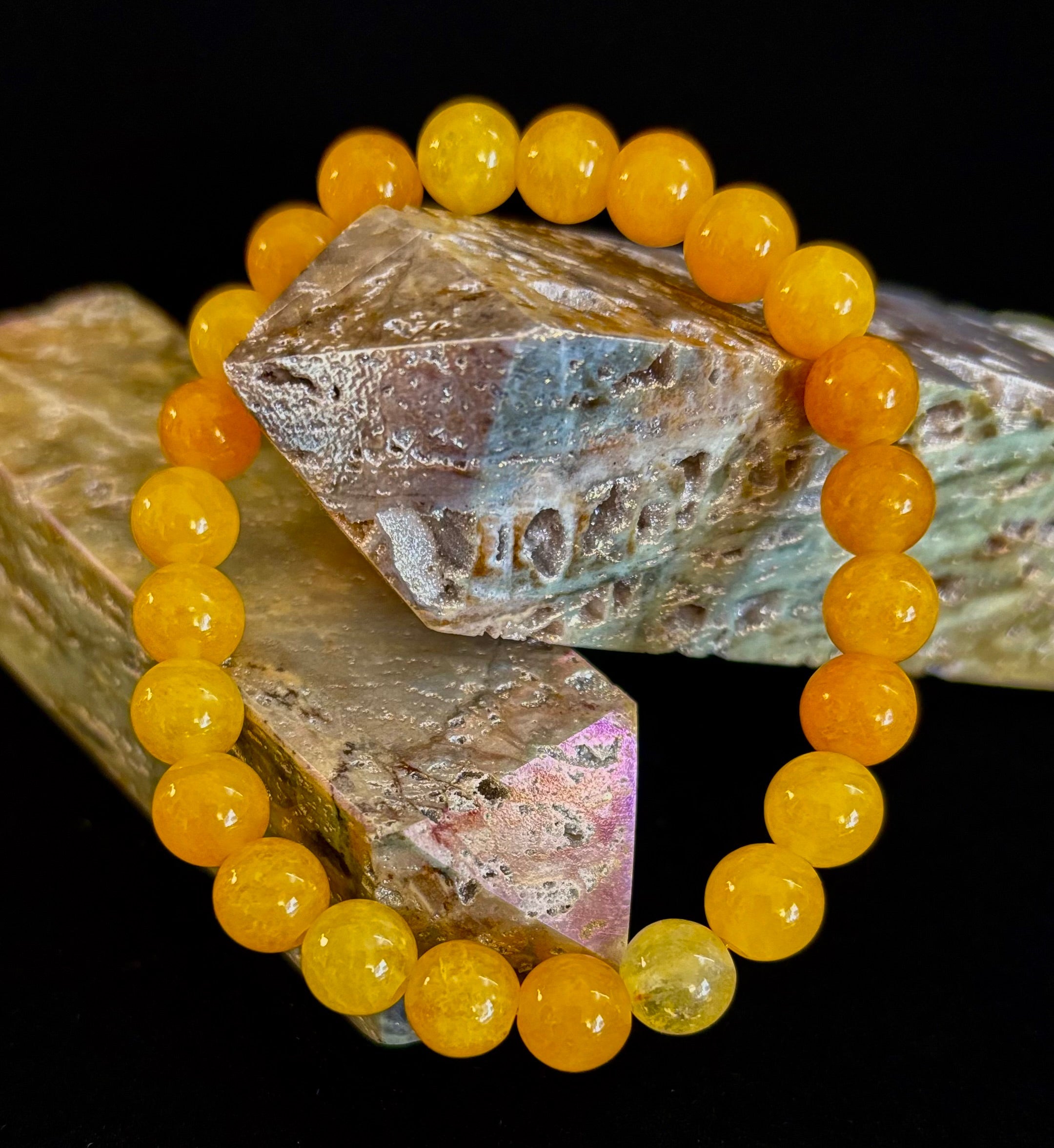 Orange Agate Beaded Bracelet – 8mm Natural Stones (Medium to Large Wrists) | | Wiccan Center