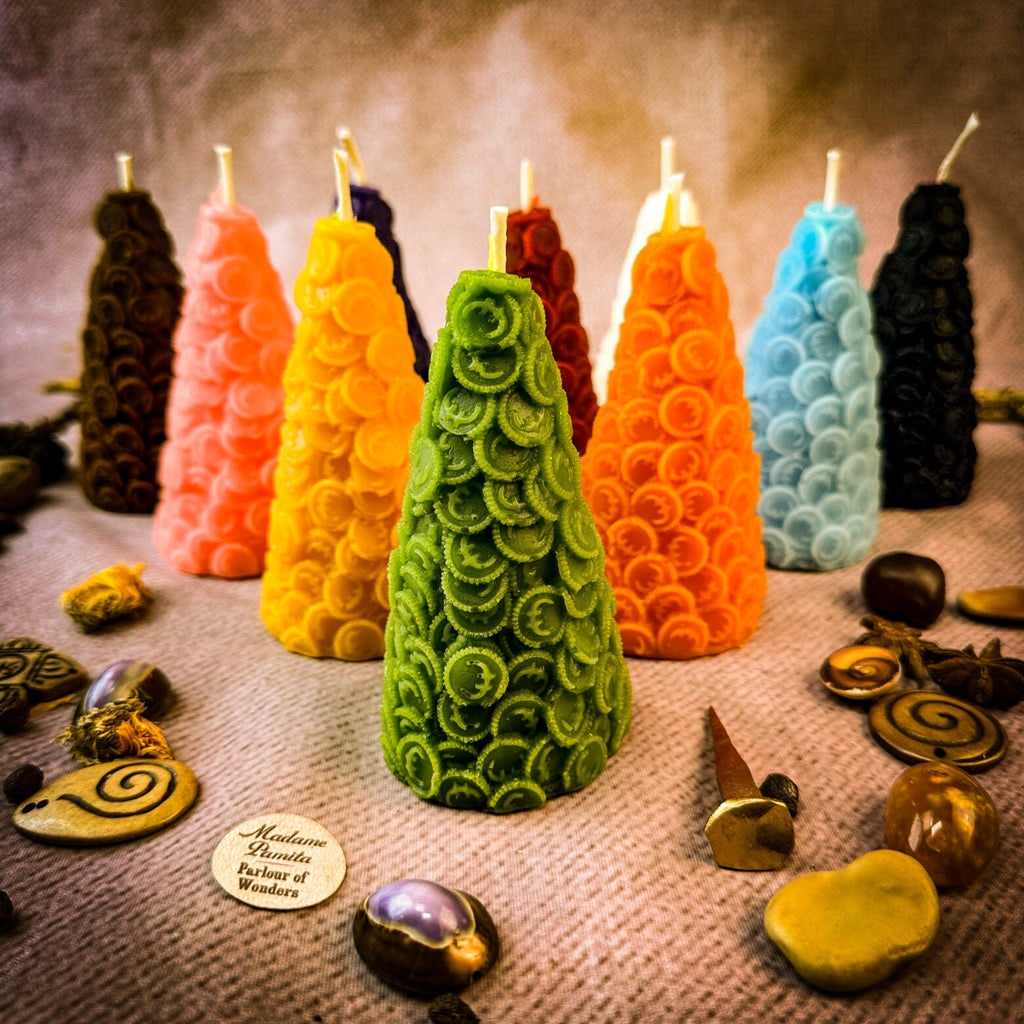 Beeswax Cone of Coins Spell Candle - Money Magnet & Prosperity Magic | Beeswax Candle | Wiccan Center