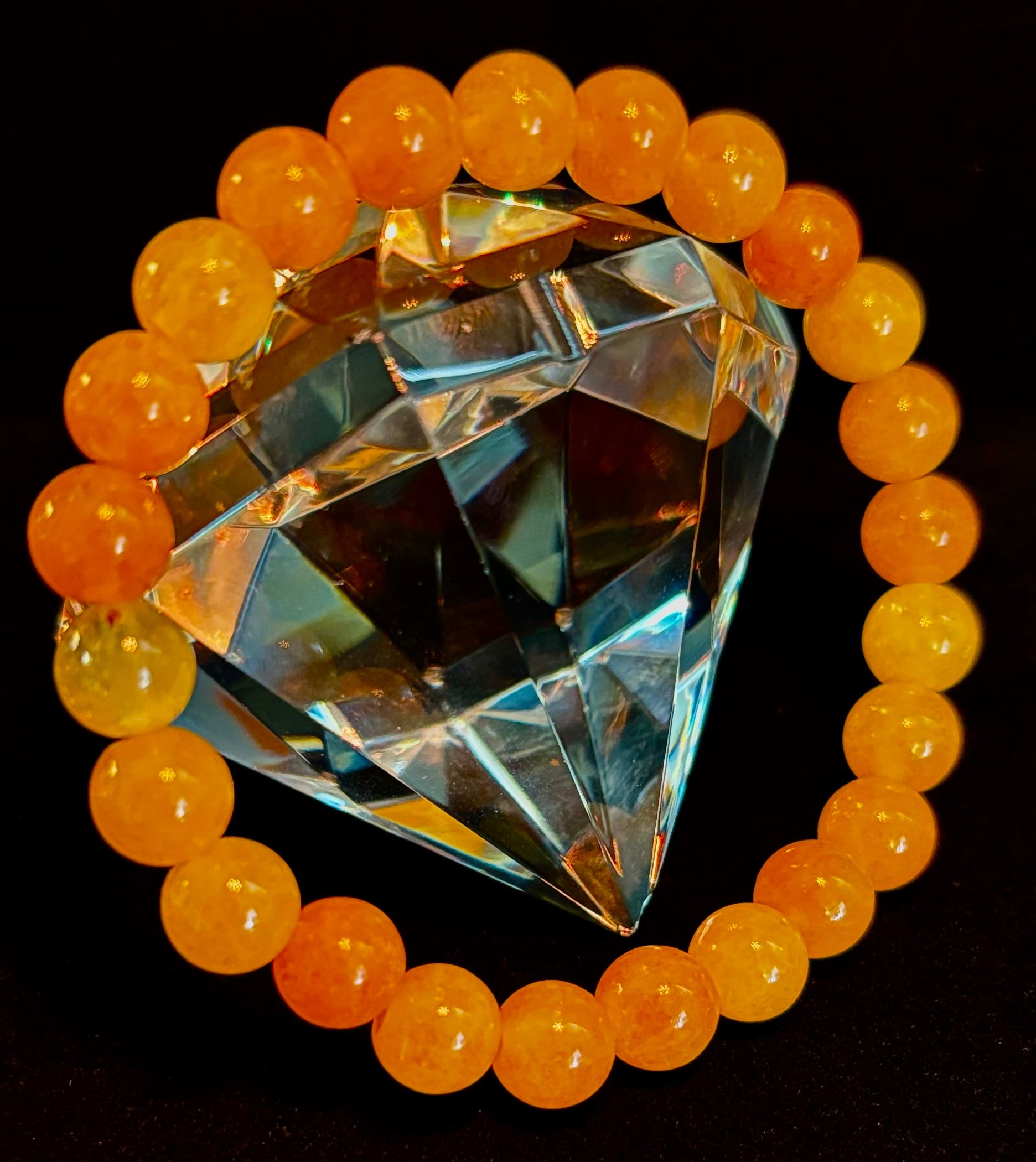 Orange Agate Beaded Bracelet – 8mm Natural Stones (Medium to Large Wrists) | | Wiccan Center