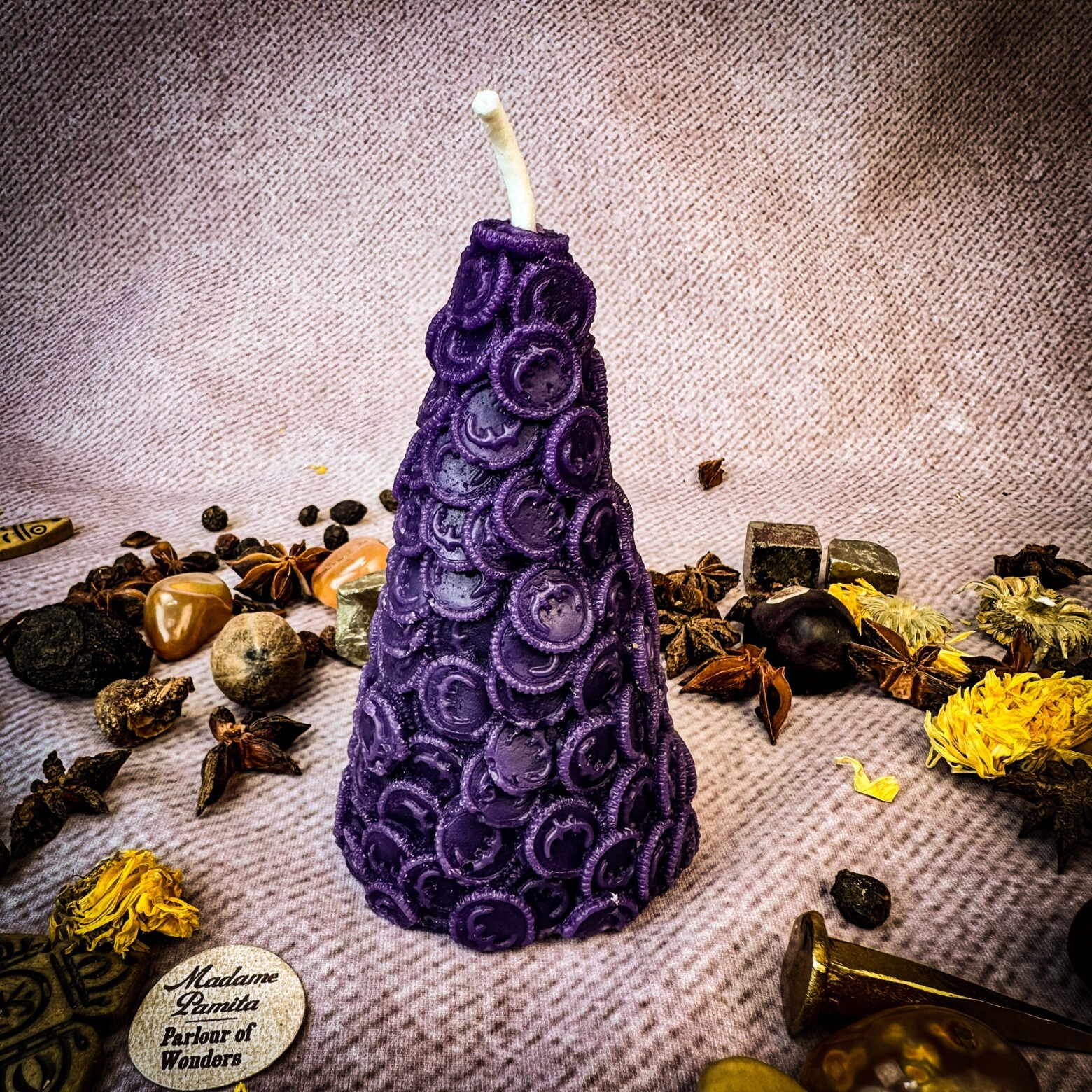 Beeswax Cone of Coins Spell Candle - Money Magnet & Prosperity Magic | Beeswax Candle | Wiccan Center