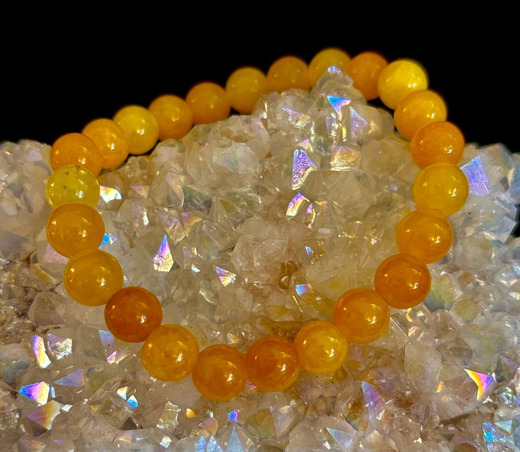 Orange Agate Beaded Bracelet – 8mm Natural Stones (Medium to Large Wrists) | | Wiccan Center