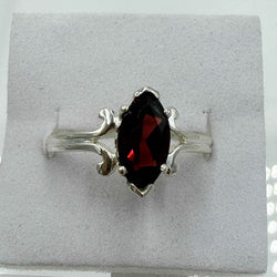 Sterling Silver Marquise Garnet Ring – Size 10 – Passion, Strength & Grounding | Rings | Wiccan Center