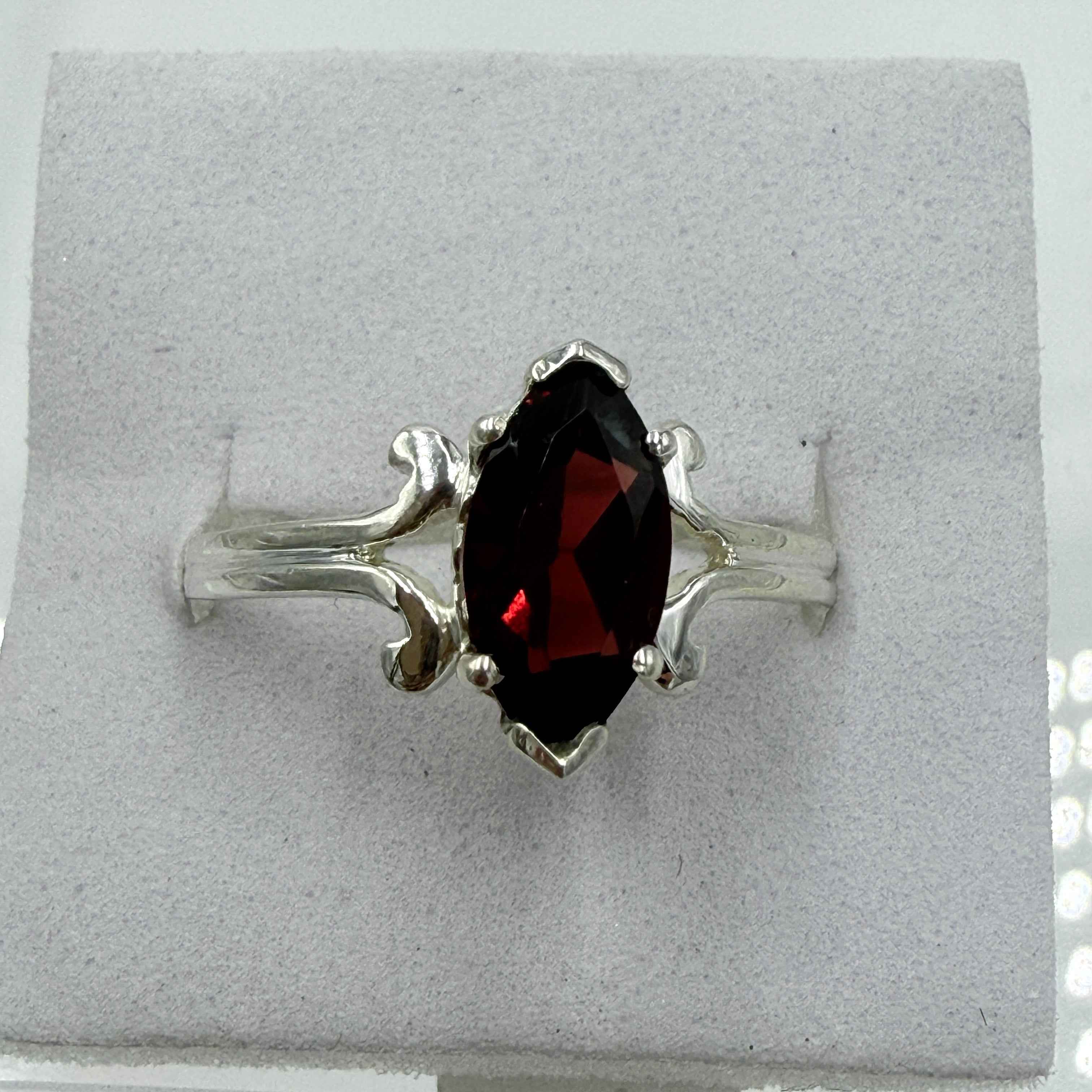 Sterling Silver Marquise Garnet Ring – Size 10 – Passion, Strength & Grounding | Rings | Wiccan Center