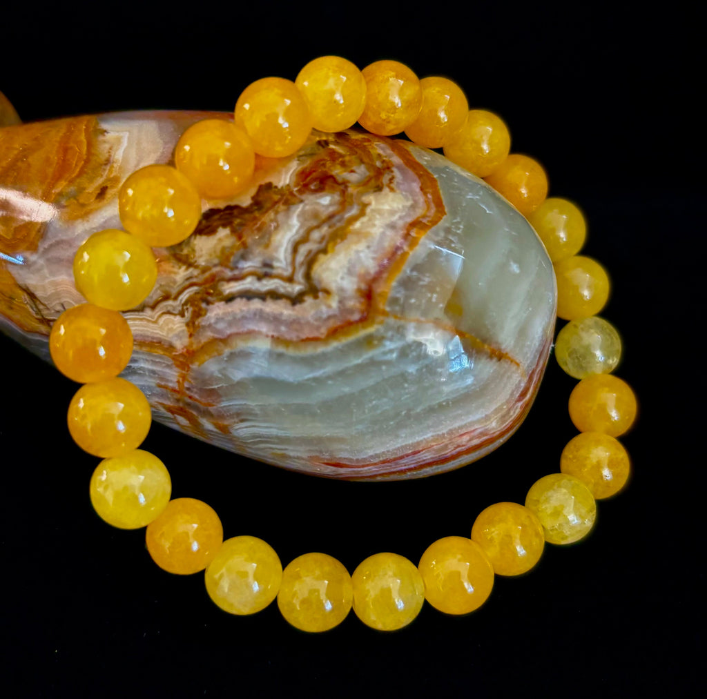 Orange Agate Beaded Bracelet – 8mm Natural Stones (Medium to Large Wrists) | | Wiccan Center