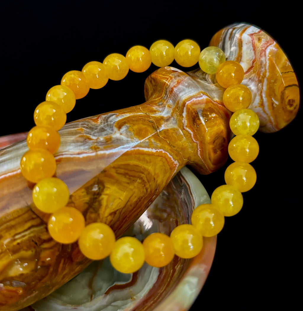 Orange Agate Beaded Bracelet – 8mm Natural Stones (Medium to Large Wrists) | | Wiccan Center