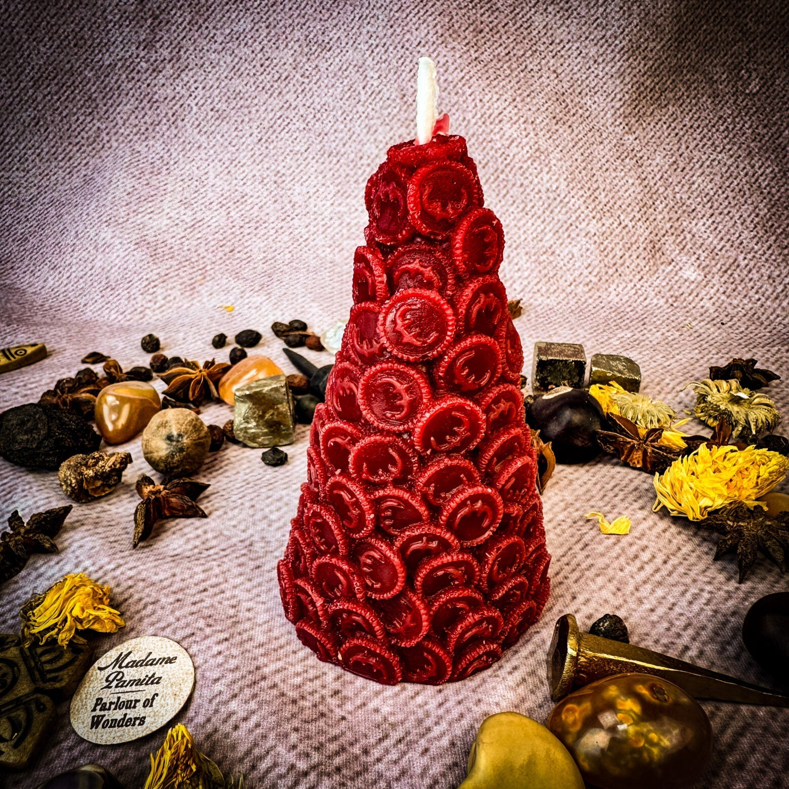 Beeswax Cone of Coins Spell Candle - Money Magnet & Prosperity Magic | Beeswax Candle | Wiccan Center