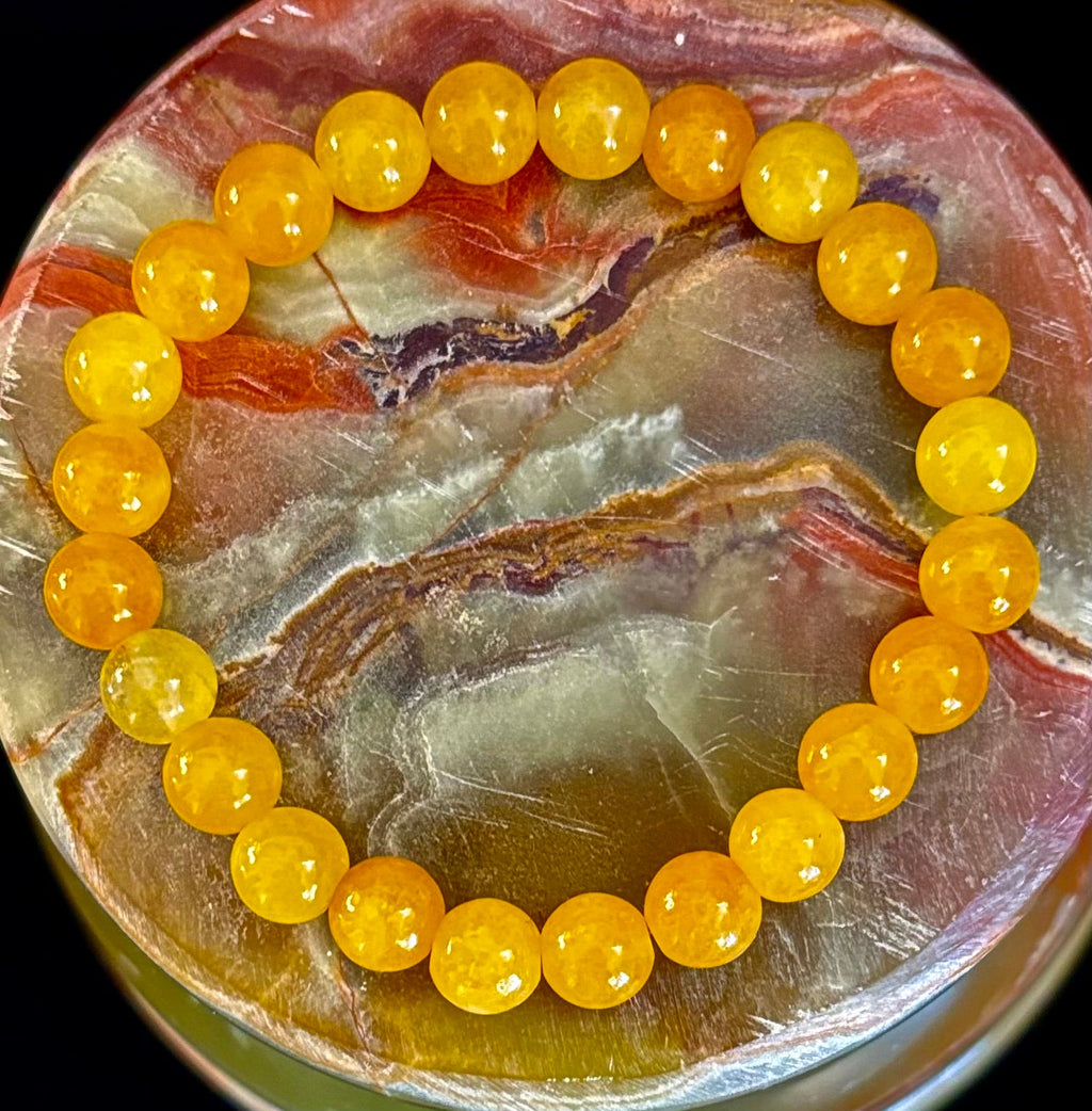 Orange Agate Beaded Bracelet – 8mm Natural Stones (Medium to Large Wrists) | | Wiccan Center