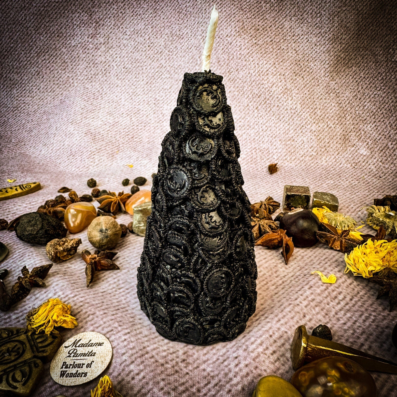 Beeswax Cone of Coins Spell Candle - Money Magnet & Prosperity Magic | Beeswax Candle | Wiccan Center