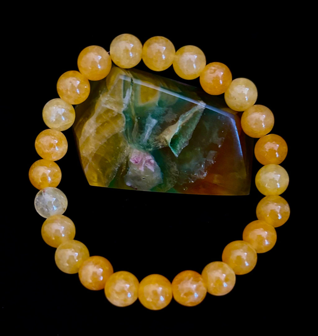 Orange Agate Beaded Bracelet – 8mm Natural Stones (Medium to Large Wrists) | | Wiccan Center