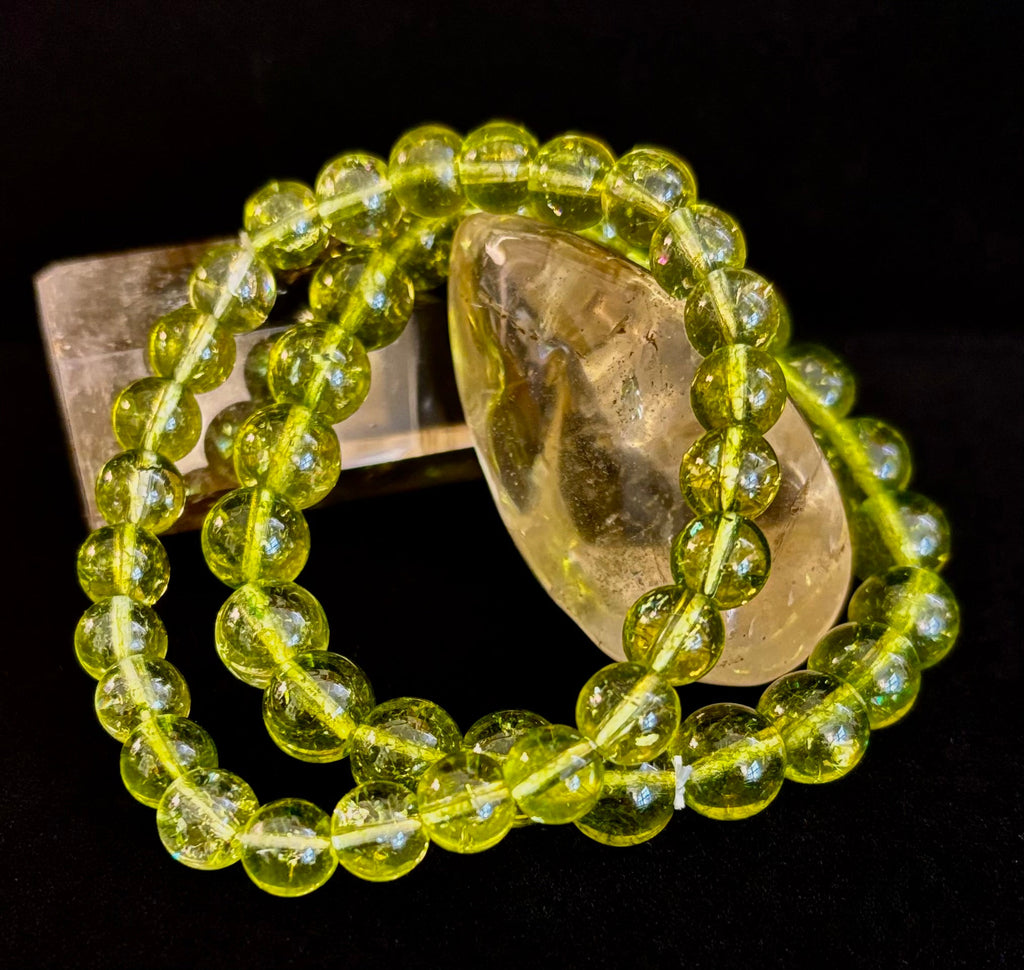 Green Peridot Healing Bracelet – 8mm or 10mm Beads for Abundance, Growth & Emotional Clarity | | Wiccan Center