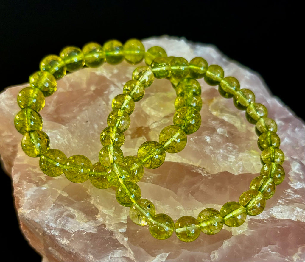Green Peridot Healing Bracelet – 8mm or 10mm Beads for Abundance, Growth & Emotional Clarity | | Wiccan Center