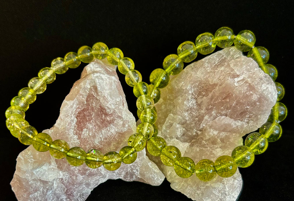 Green Peridot Healing Bracelet – 8mm or 10mm Beads for Abundance, Growth & Emotional Clarity | | Wiccan Center