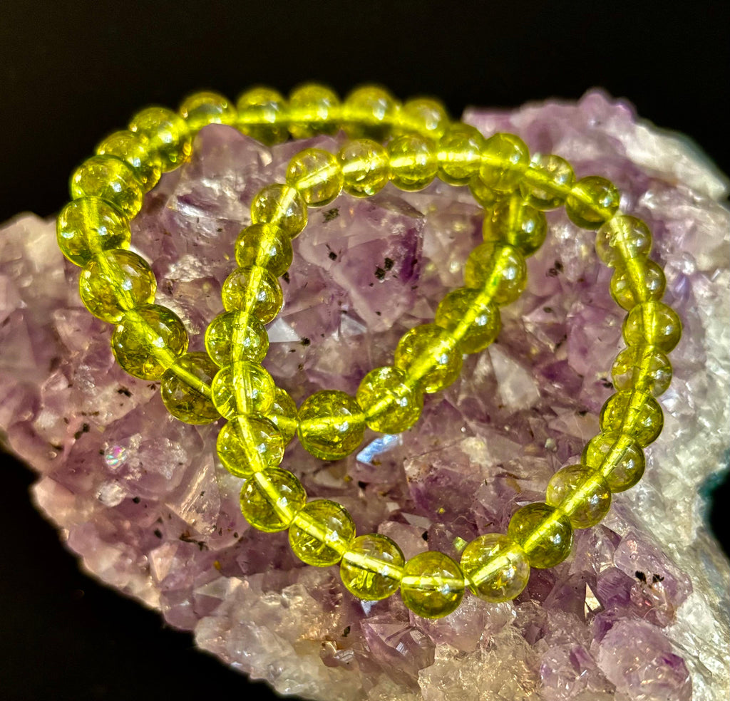 Green Peridot Healing Bracelet – 8mm or 10mm Beads for Abundance, Growth & Emotional Clarity | | Wiccan Center