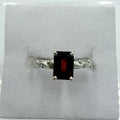 Sterling Silver Emerald-Cut Garnet Scroll Band Ring – Size 6 – Passion, Strength & Grounding | Rings | Wiccan Center