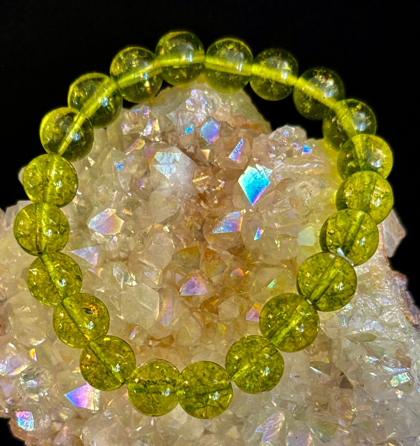 Green Peridot Healing Bracelet – 8mm or 10mm Beads for Abundance, Growth & Emotional Clarity | | Wiccan Center