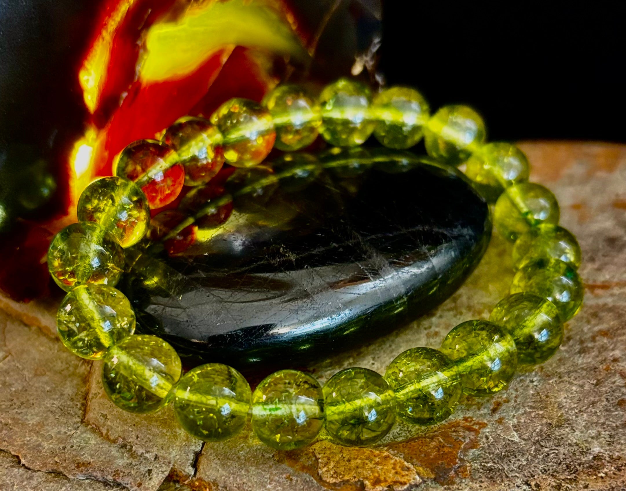 Green Peridot Healing Bracelet – 8mm or 10mm Beads for Abundance, Growth & Emotional Clarity | | Wiccan Center