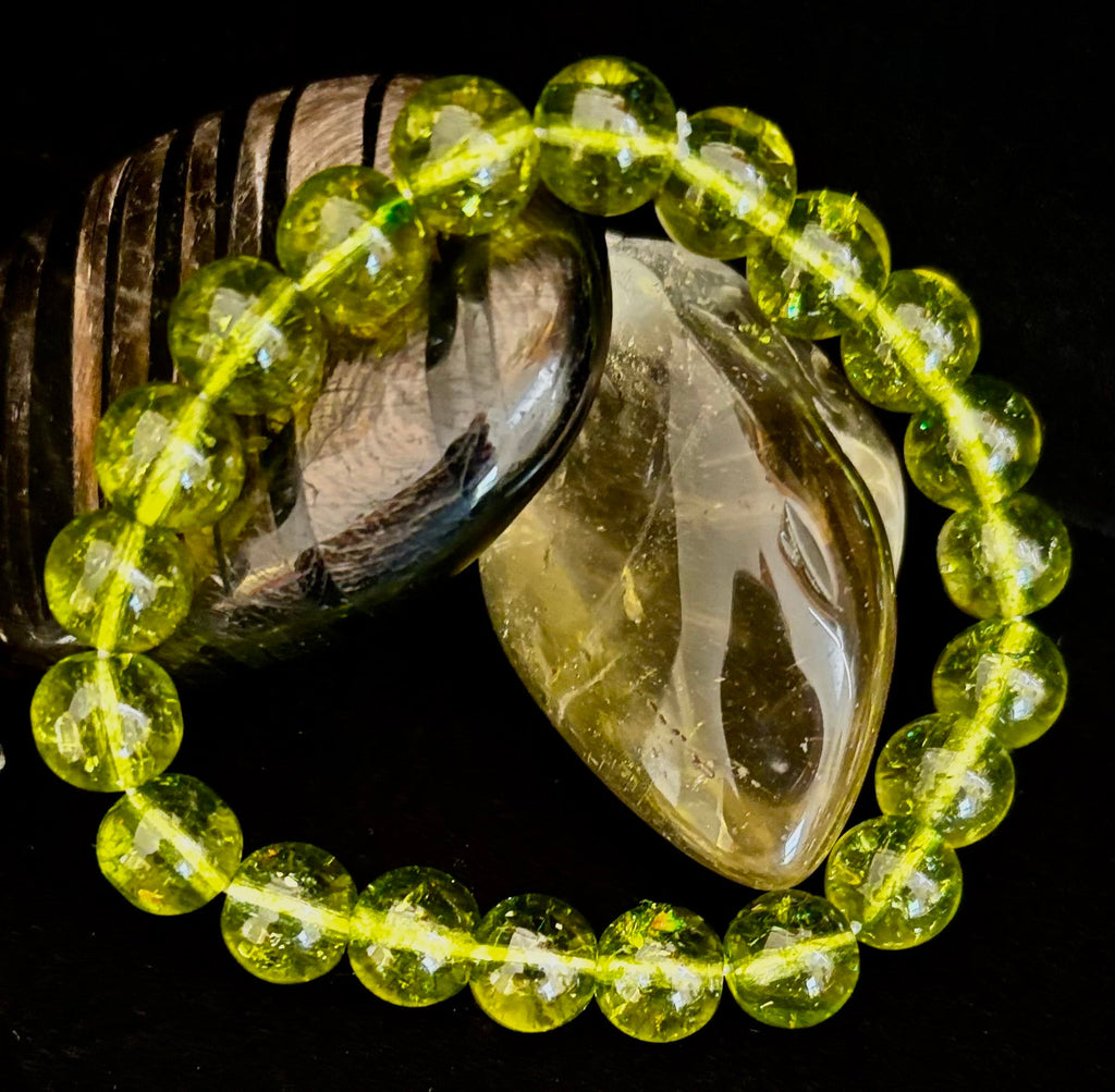 Green Peridot Healing Bracelet – 8mm or 10mm Beads for Abundance, Growth & Emotional Clarity | | Wiccan Center