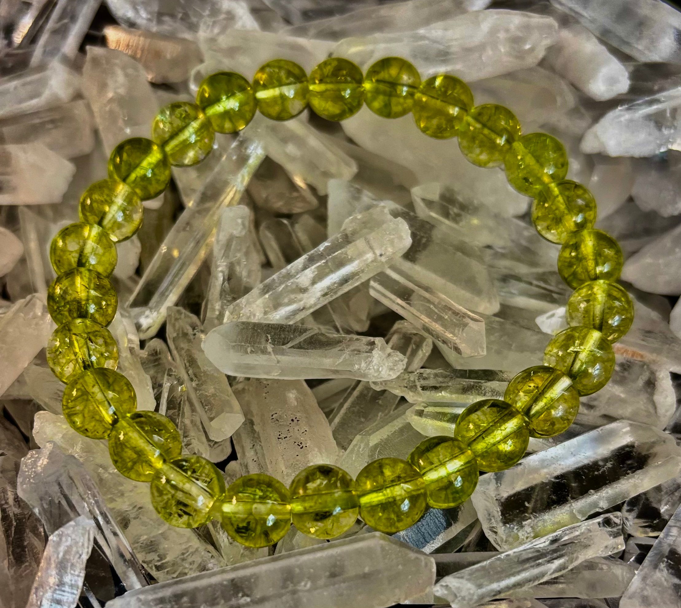 Green Peridot Healing Bracelet – 8mm or 10mm Beads for Abundance, Growth & Emotional Clarity | | Wiccan Center