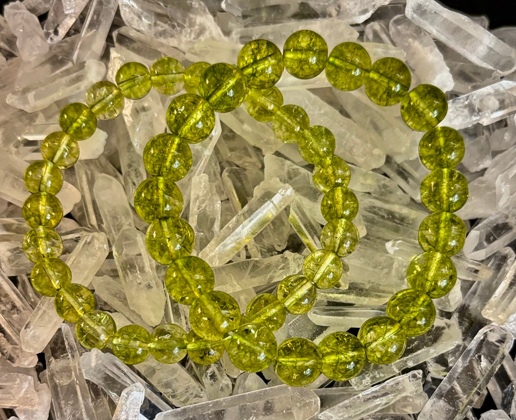 Green Peridot Healing Bracelet – 8mm or 10mm Beads for Abundance, Growth & Emotional Clarity | | Wiccan Center