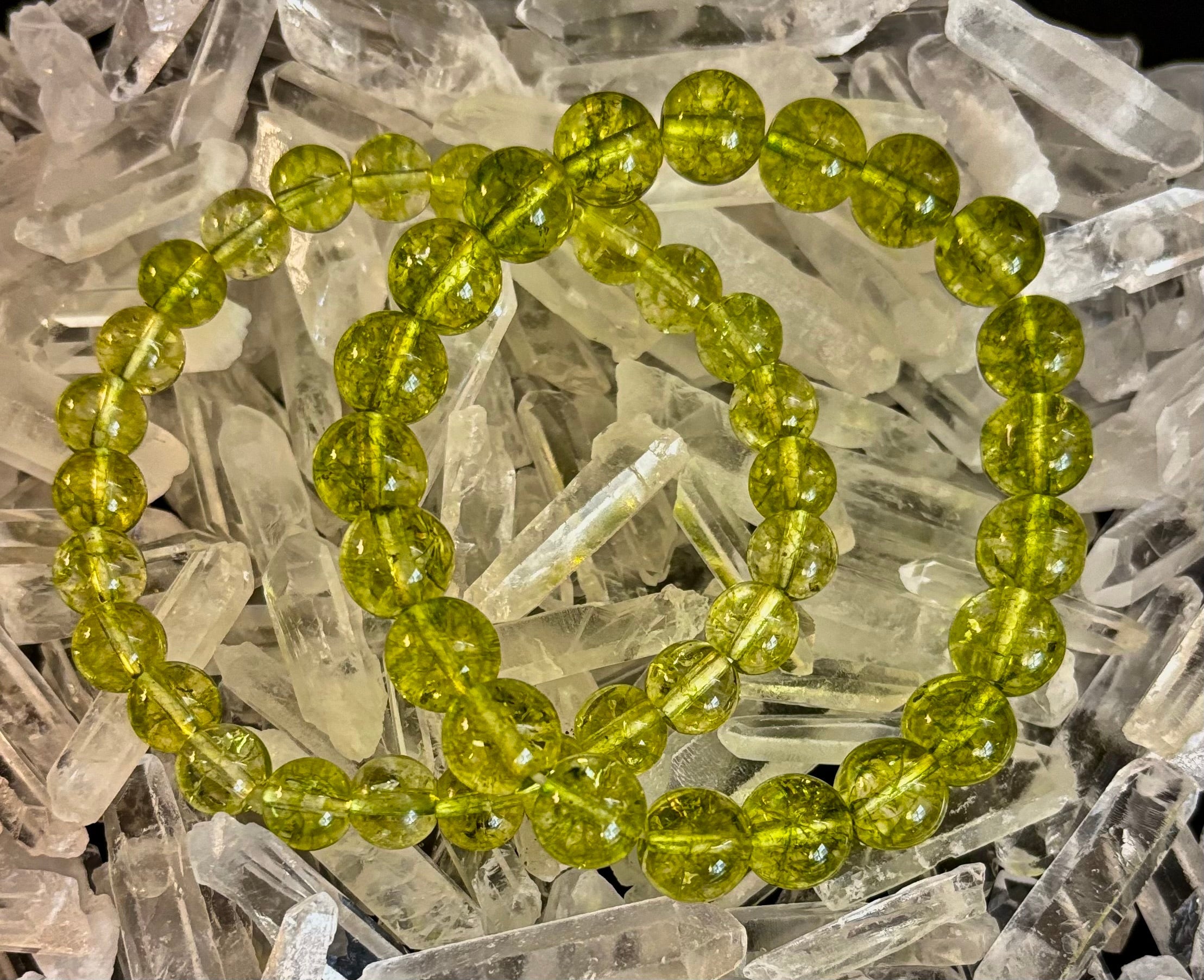 Green Peridot Healing Bracelet – 8mm or 10mm Beads for Abundance, Growth & Emotional Clarity | | Wiccan Center