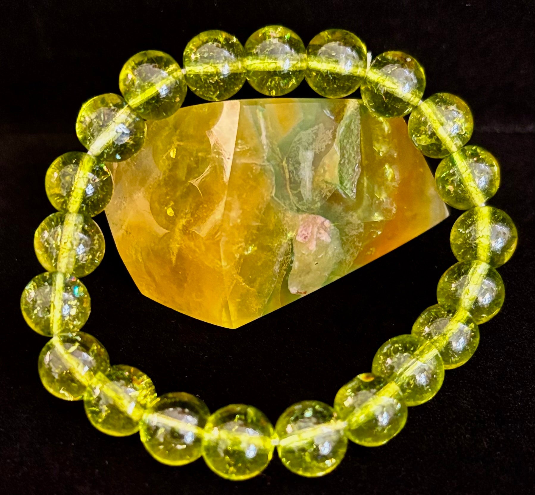 Green Peridot Healing Bracelet – 8mm or 10mm Beads for Abundance, Growth & Emotional Clarity | | Wiccan Center